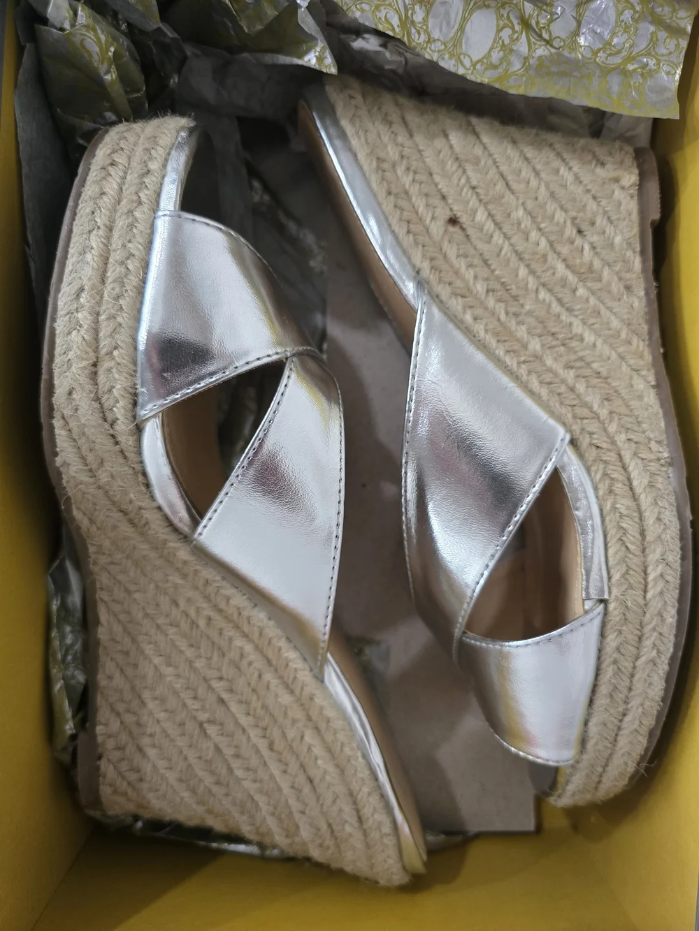 Kelsi Dagger Silver Espadrille Wedge Sandals